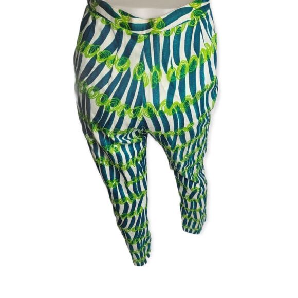VINTAGE 60s pants Tat Saunders‎ abstract blue and green high waist S - Picture 2 of 13